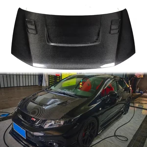 Carbon Fiber a Style Front Engine Hood Bonnet for Honda Civic 9th VIIII 2012-2015 Carbon Fiber Screw on Engine Cover 100% Fit