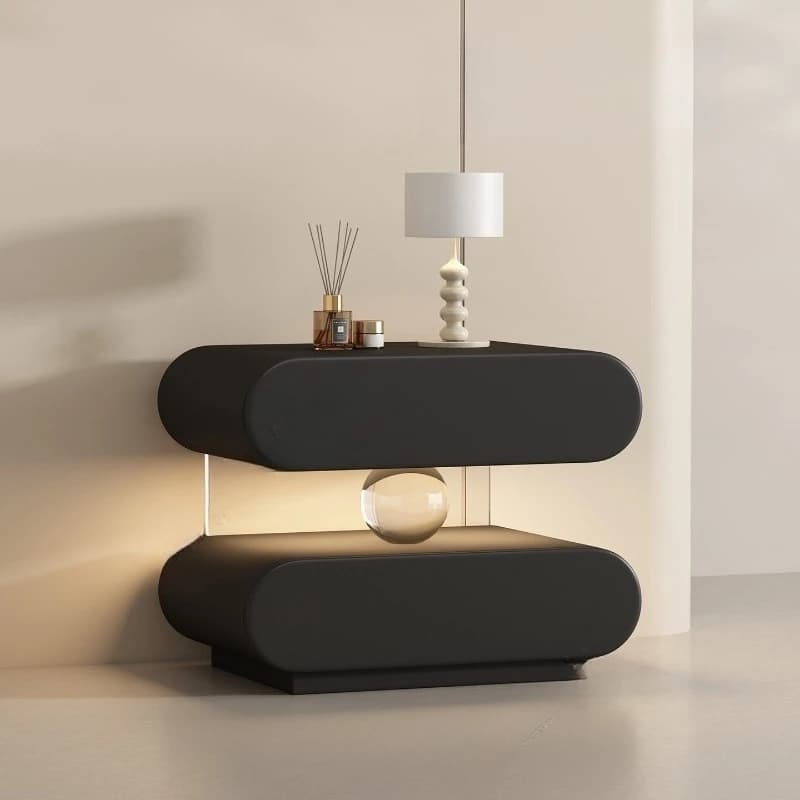 All solid wood bedside table installation-free modern minimalist high-end crystal ball acrylic sensor light luxury bedside table