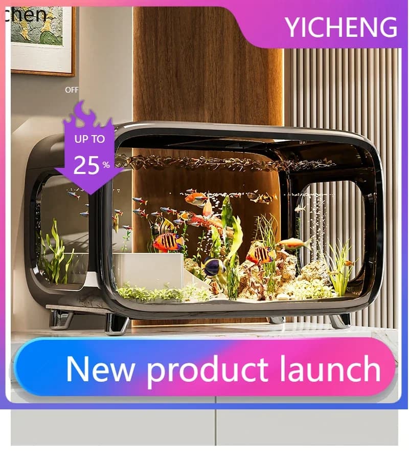 LYY  Fish Tank Home Small  Room New Filter Oxygen Generator Integrated Machine Landscaping Full Set Ecological Desktop Fish Tank