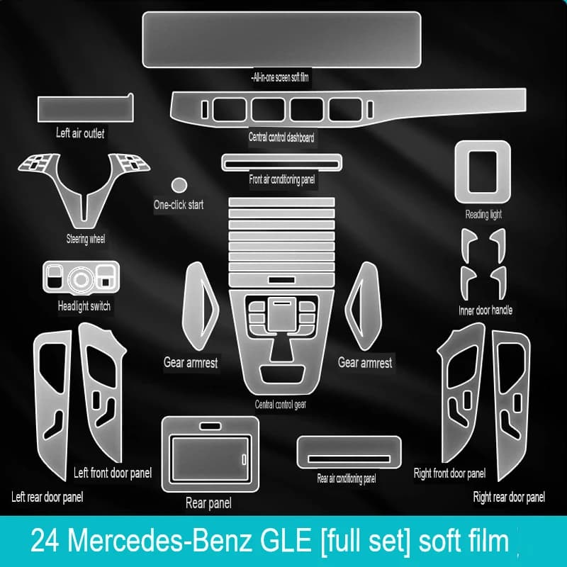 For Mercedes Benz GLE GLE350 GLE450 2024 2025 TPU Car Protector Film Clear Scratch Resistant Cover Interior Sticker Accessories