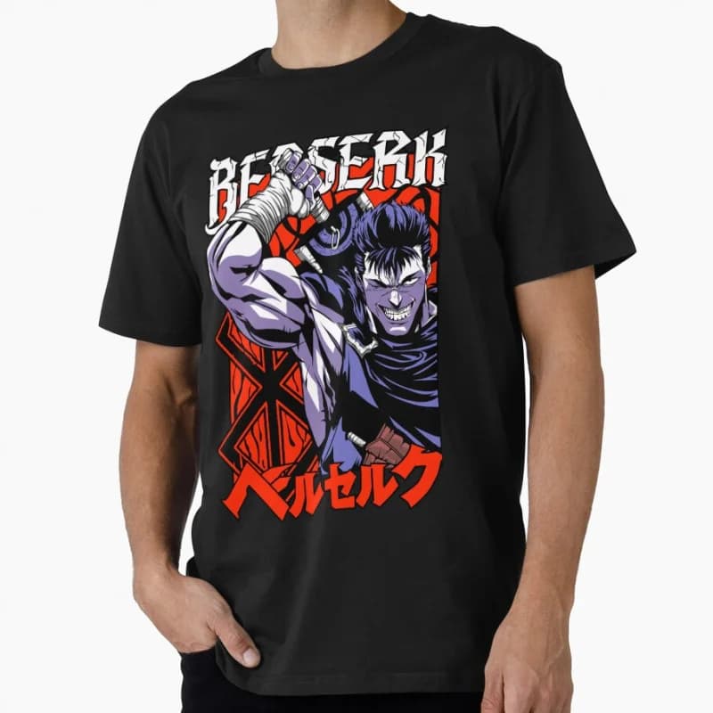 The black swordsman berserk griffth guts manga guts Anime T shirt for men Large size Tops S-6XL 100% cotton printed Clothes