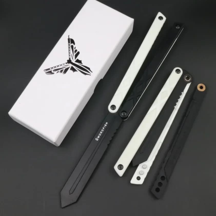 G10 Swordfish Flipper Trainer Safe EDC Outdoor Bushings System G10 Handle
