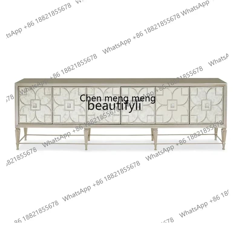 X American light luxury solid wood TV cabinet, living room side cabinet, mirror decorative cabinet, storage locker
