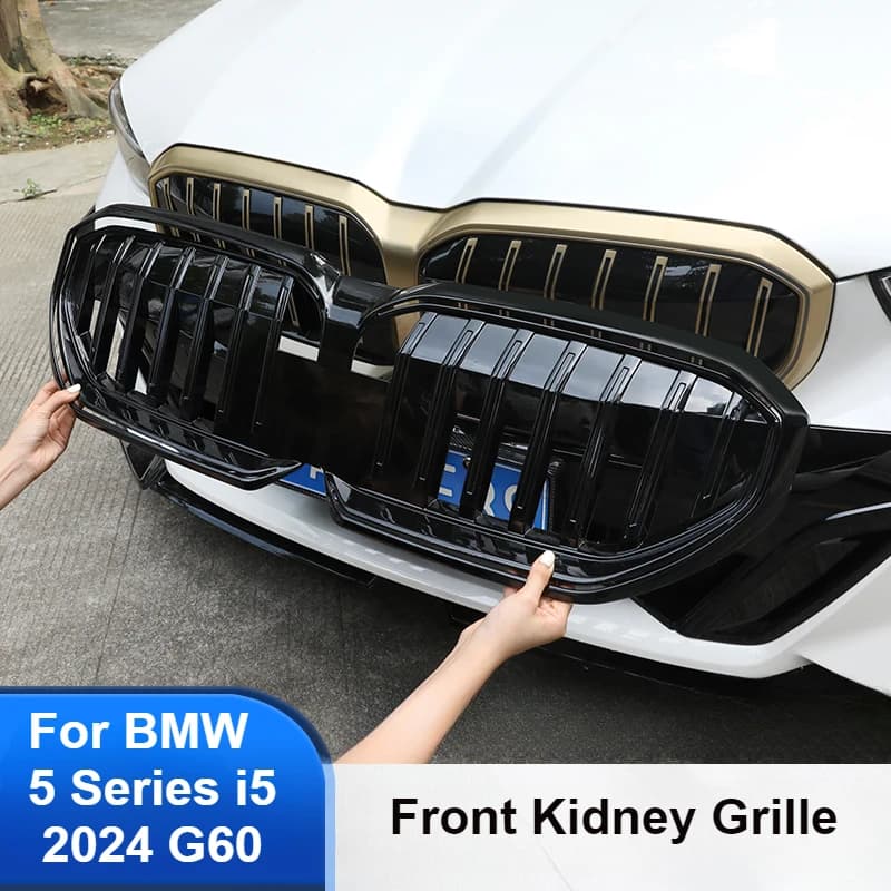 Car Front Kidney Grille ABS Black Front Bumper Racing Grill For BMW 5 Series 2024 2025 G60 Exterior Modification Accessories