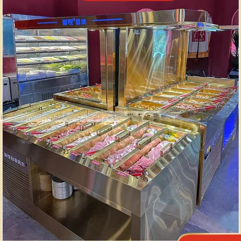 factory direct sales Hot pot self-service barbecue spray step dish display cabinet