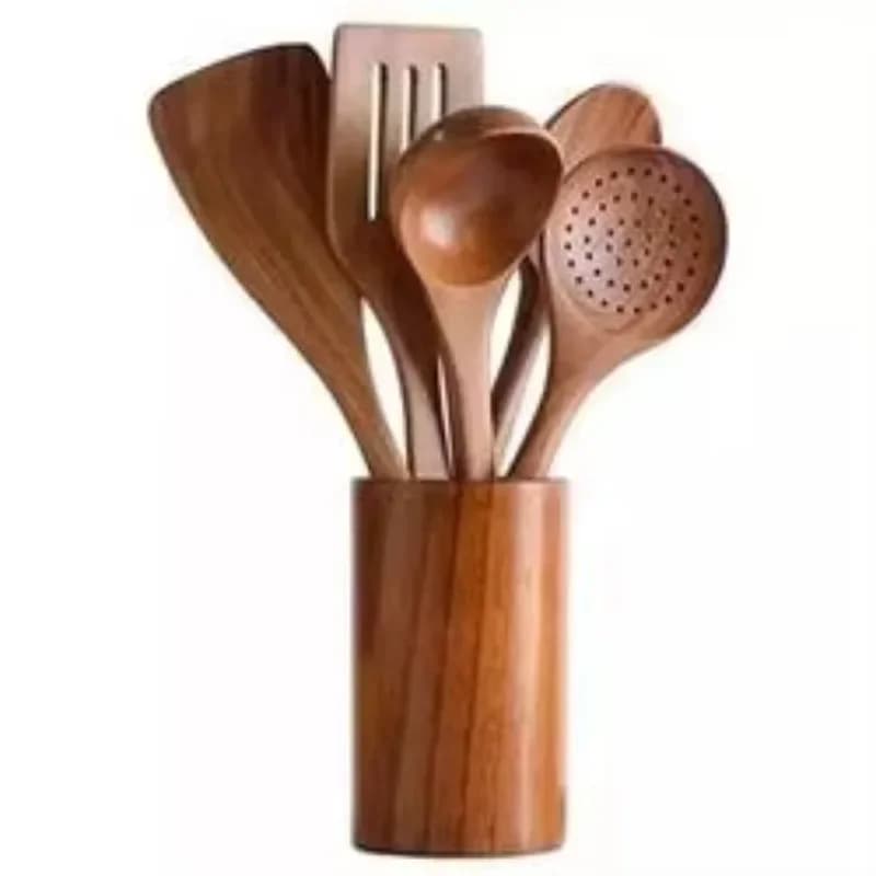Natural Acacia Wooden Non-Stick Cooking Tools Set Household Kitchen Supplies