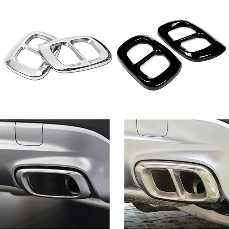 Car Stainless Steel Tail Throat Exhaust Pipe Muffler Tip Cover Trims For Mercedes Benz GLA Class X156 2015-2018 Black Silver