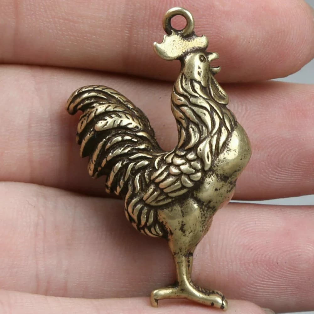 42MM Curio China Small Bronze Exquisite Animal Zodiac Year Rooster Cock statue