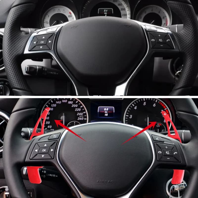 Car Steering Wheel Paddle Shifter Cover For Mercedes Benz A B E M Class W176 W246 GLK SLK CLA GLA DSG Car Sticker styling