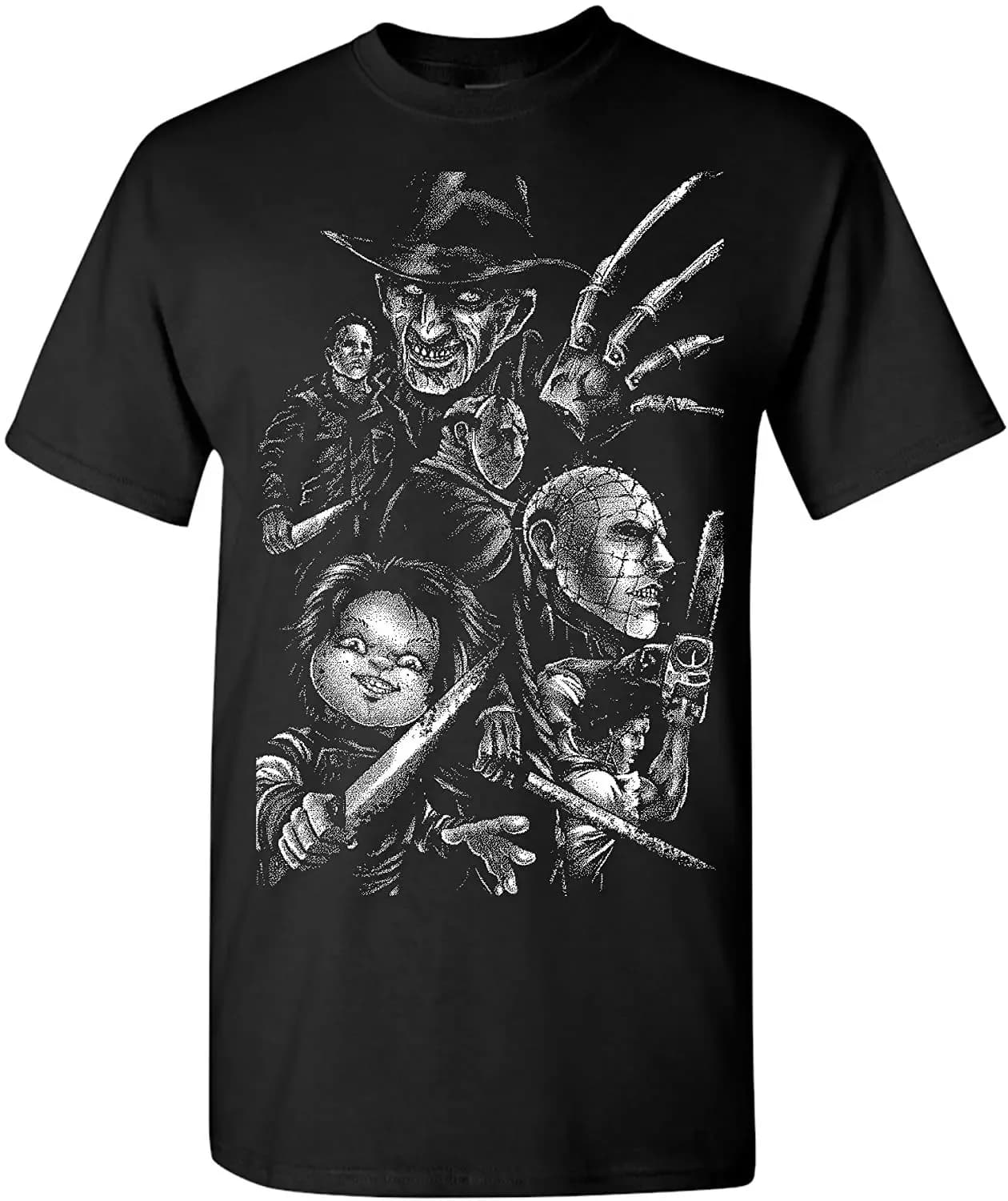 Classic Horror Movie Character Combination Image Men's T-shirt Summer Cotton Short Sleeve O-neck Unisex T-Shirt New S-3xl