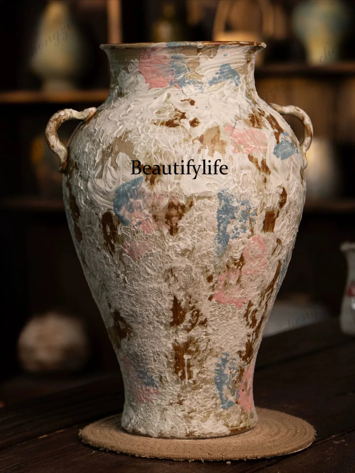 Ceramic vase retro, pottery flower ware Zen homestay hotel flower arrangement high-end sense
