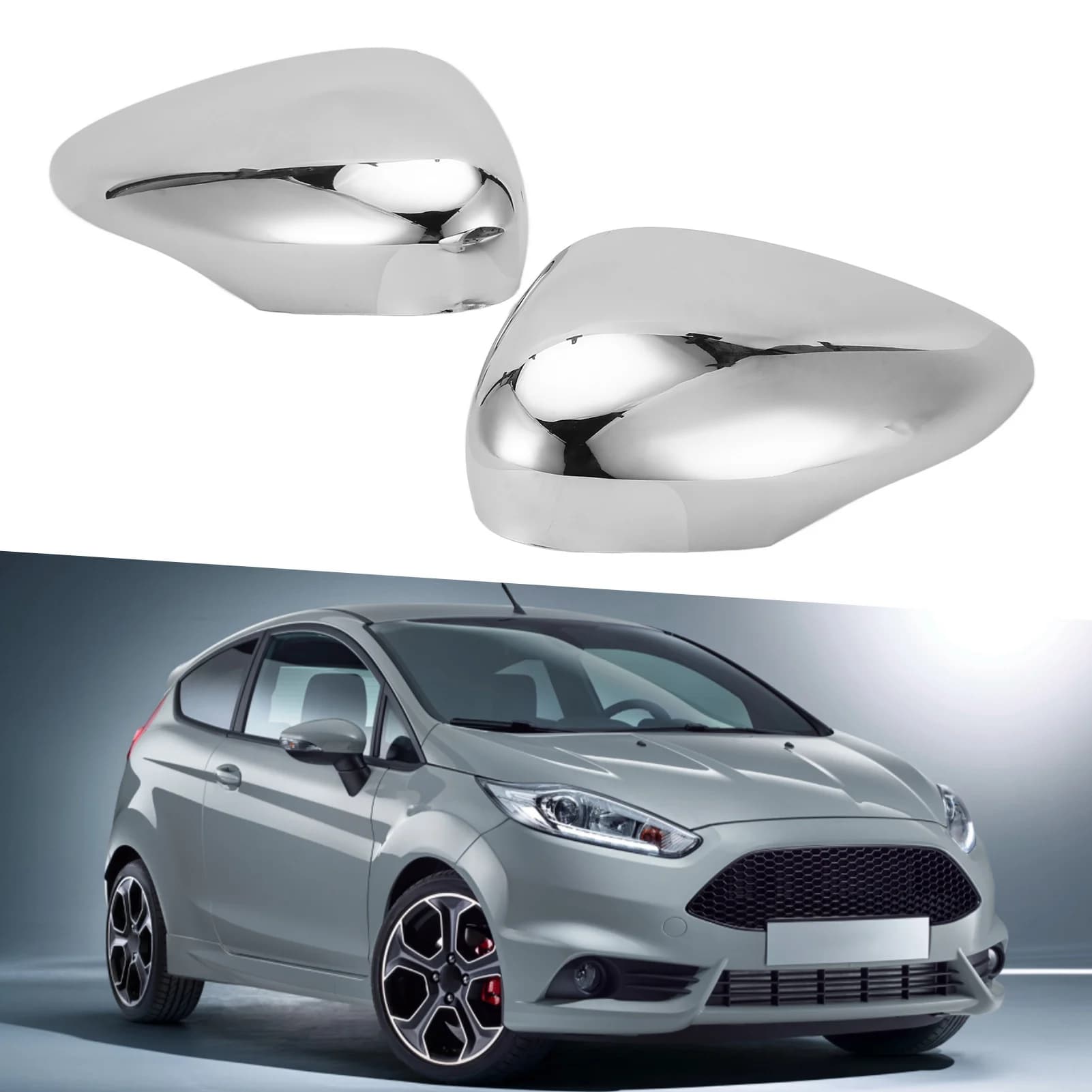 Mirror Cover Anti-Crack Mirror Cap Chrome ABS Mirror Shell For Ford Fiesta MK7 2009-2015 OEM 8A6117K747CA 8A6117K746CA