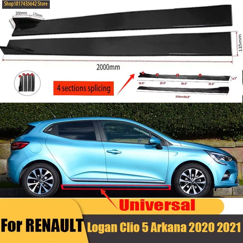 Universal Car Side Skirt 8 Pcs 2.2m Winglet Splitters Lip Side Spoiler For Clio Kangoo Master Modus Twingo