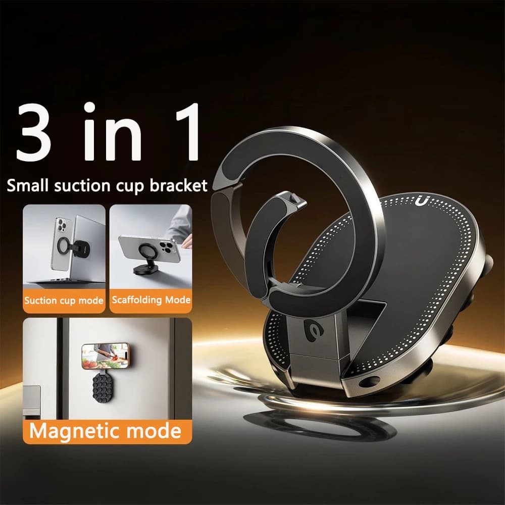 3-in-1 Magnetic Suction Cup Phone Mount 360° Rotation Portable Silicone Suction Cup Mount for Car/Office/Gym/Travel