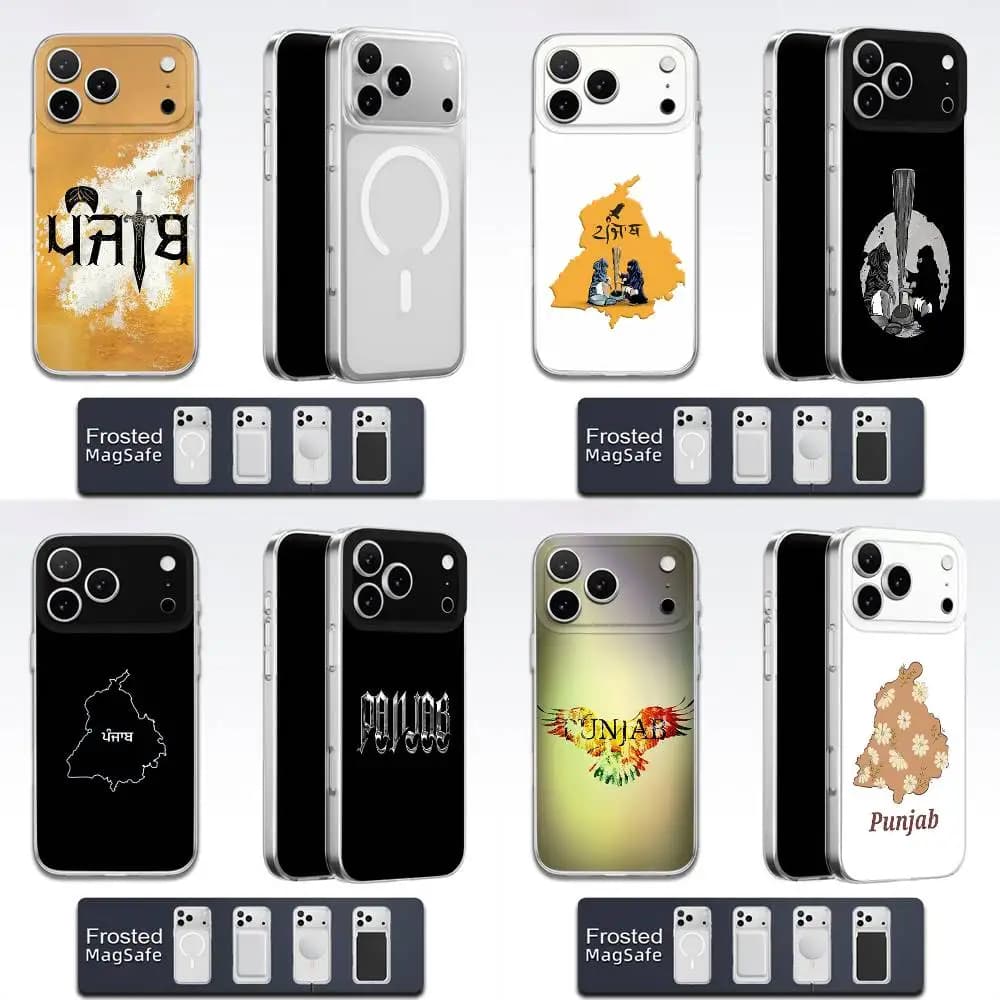 ART Punjab Map Phone Case For iPhone 17,16,15,14,13,12,11,Pro,Max,Plus,E,Air,Mini Magsafe Transparent