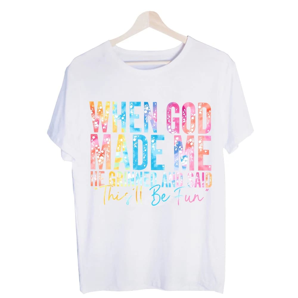 Women's Rainbow Typography Print Graphic Tee, Casual Short Sleeve T-Shirt for Daily Wear and Summer Outfits