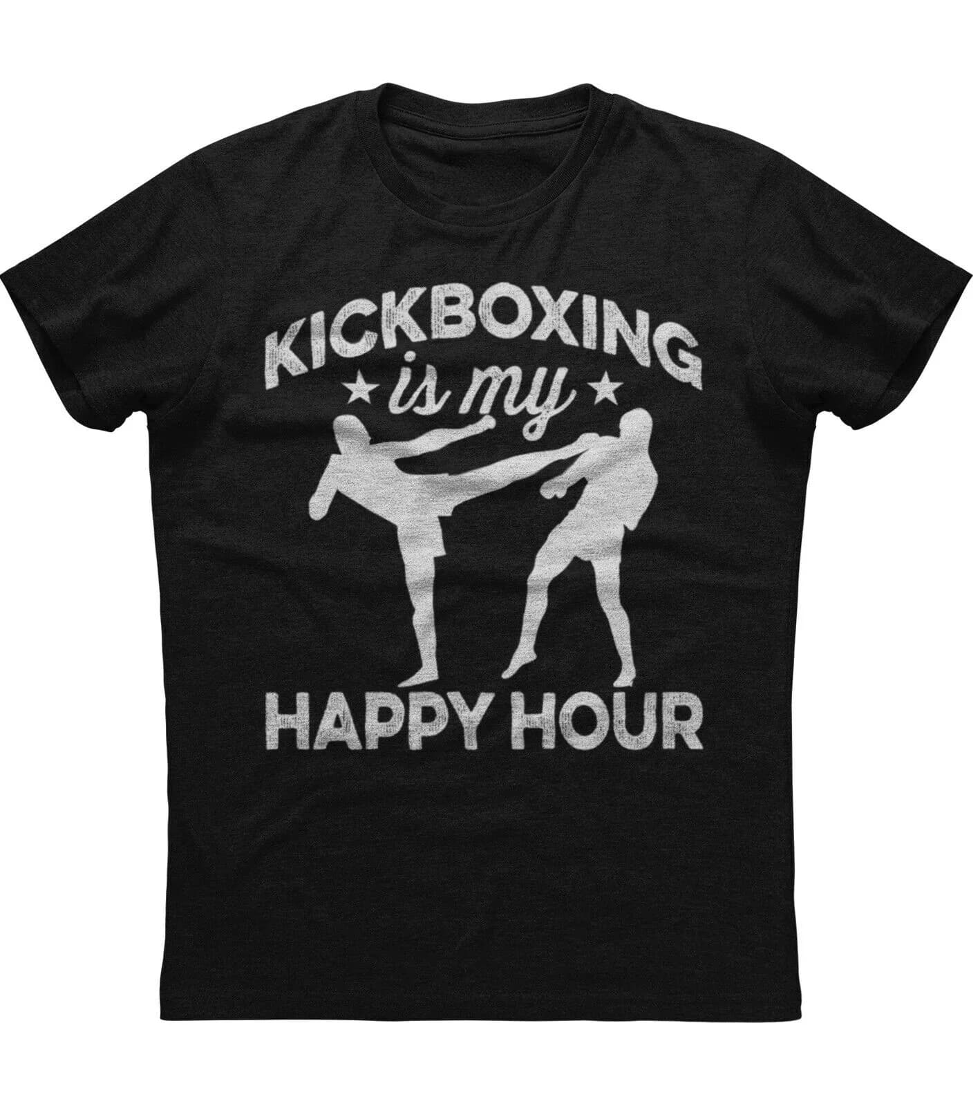 Kickboxing Is My Happy Hour Classy Taekwondo T-Shirt 100% Cotton O-Neck Summer Short Sleeve Casual Mens T-shirt Size S-3XL