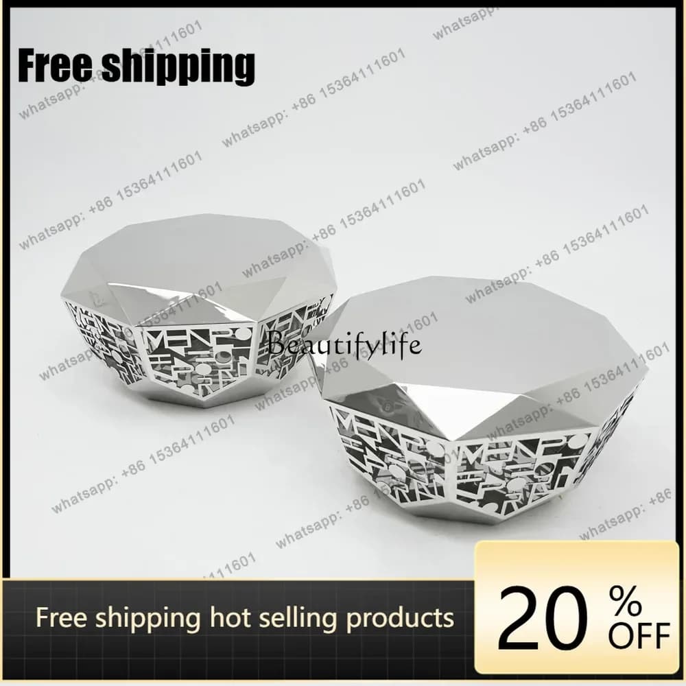 Factory Direct Stainless steel diamond coffee table high-end customized model house villa living room metal coffee table