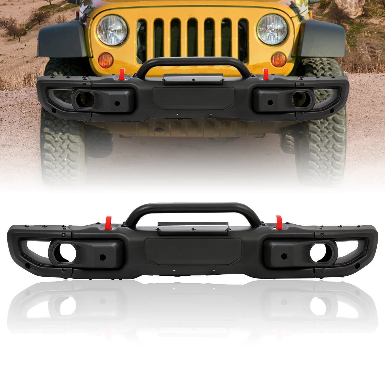 4x4 Auto Accessories  Aluminum Front Bumper with Corner for Jeep Wrangler JL 2018-2024