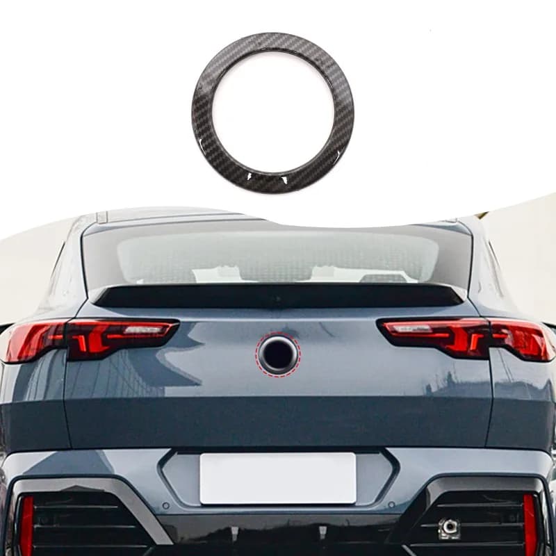 ABS Carbon Fiber Car Emblem Trim Rear Emblem Trim Ring sticker for 2024 BMW X2 U10 Car Exterior Accessories