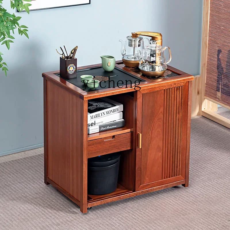 U6.2 mobile solid wood cabinet kettle integrated household living room balcony small tea table coffee table
