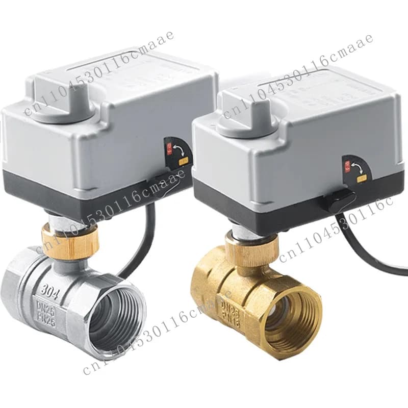 Manual integrated electric two-way ball valve 220v24v12v normally closed brass silk buckle water valve miniature electric valve
