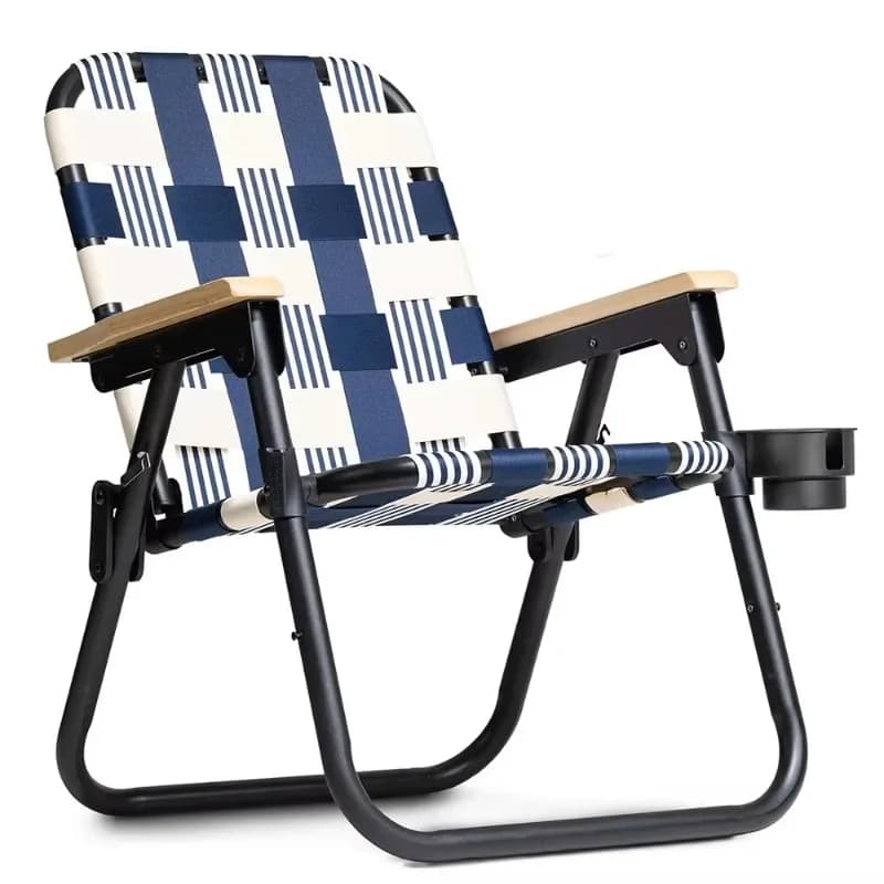 High Quality Aluminum Backpack Portable Beach Chair Black Outdoor Weave Low Garden Chair