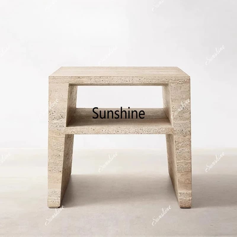 Wabi Sansan natural marble square travertine minimalist small apartment household coffee table
