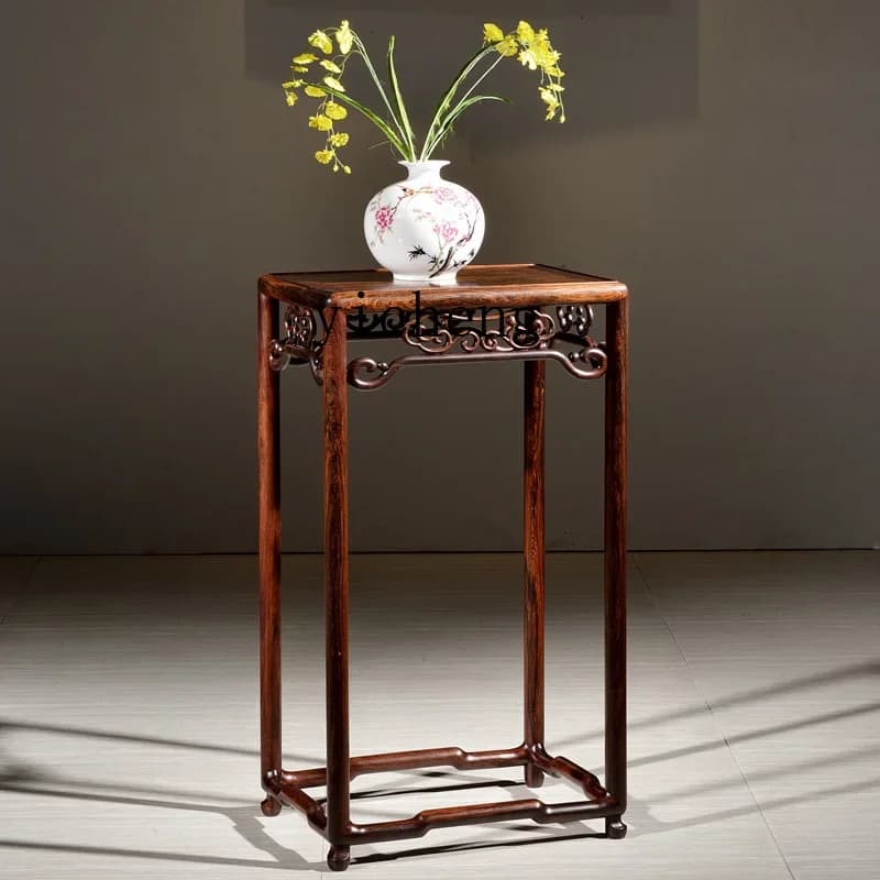 v9.7- Flower Stand Household Indoor Floor Flower Pot Storage Rack Ming Style Ebony Flower Stand Solid Wood Jardiniere