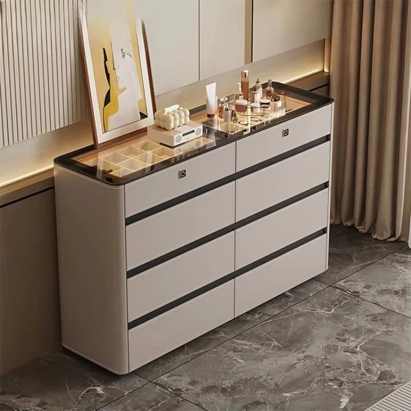 Light Home Bedroom Fingerprint Lock Wardrobe Bedside Storage Cabinet Cloakroom Jewelry Display Drawer for Home Furniture