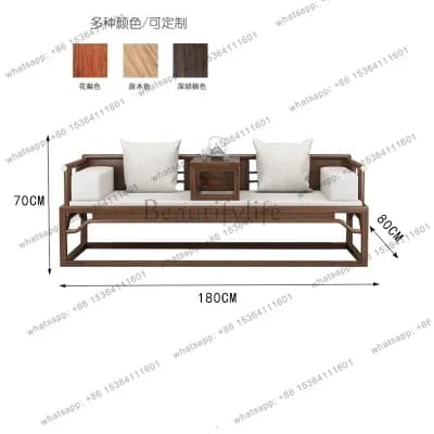LSall solid wood retractable living room sofa ash wood red zen antique push-pull bed