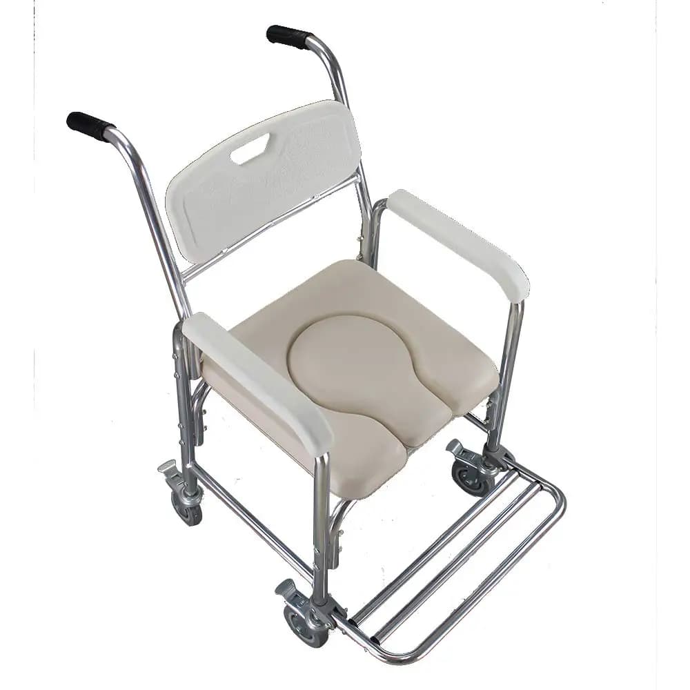 Bedside Commode Chair, 4 in 1 Rolling Shower Wheelchair with Arms