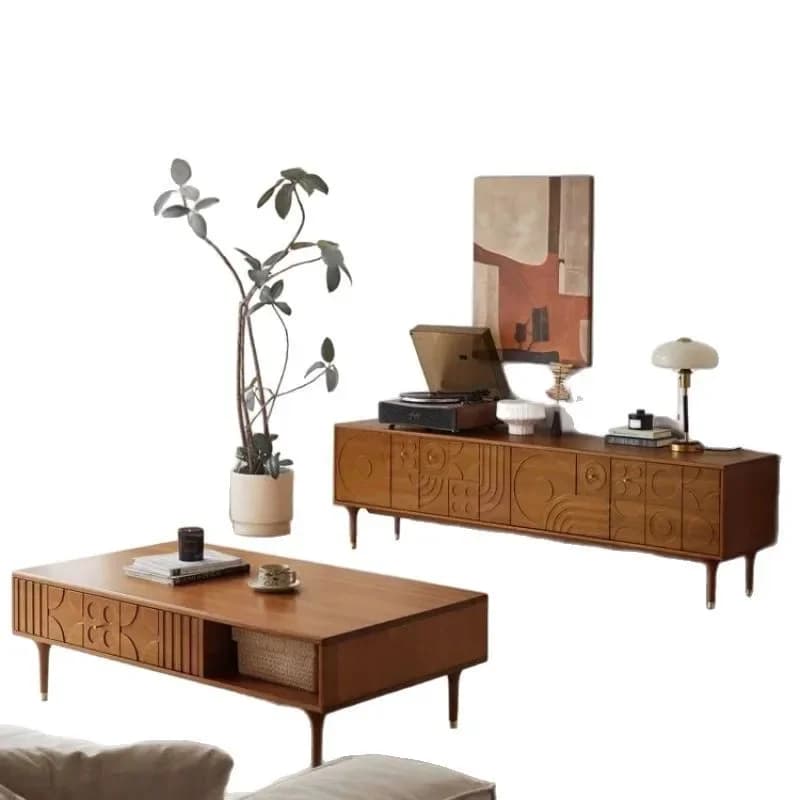 Nordic retro TV cabinet coffee table combination