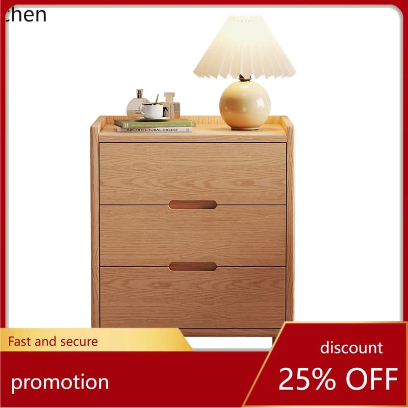 HT Solid Wood Bedside Table Simple Modern Storage Home Bedroom Bedside Storage Cabinet