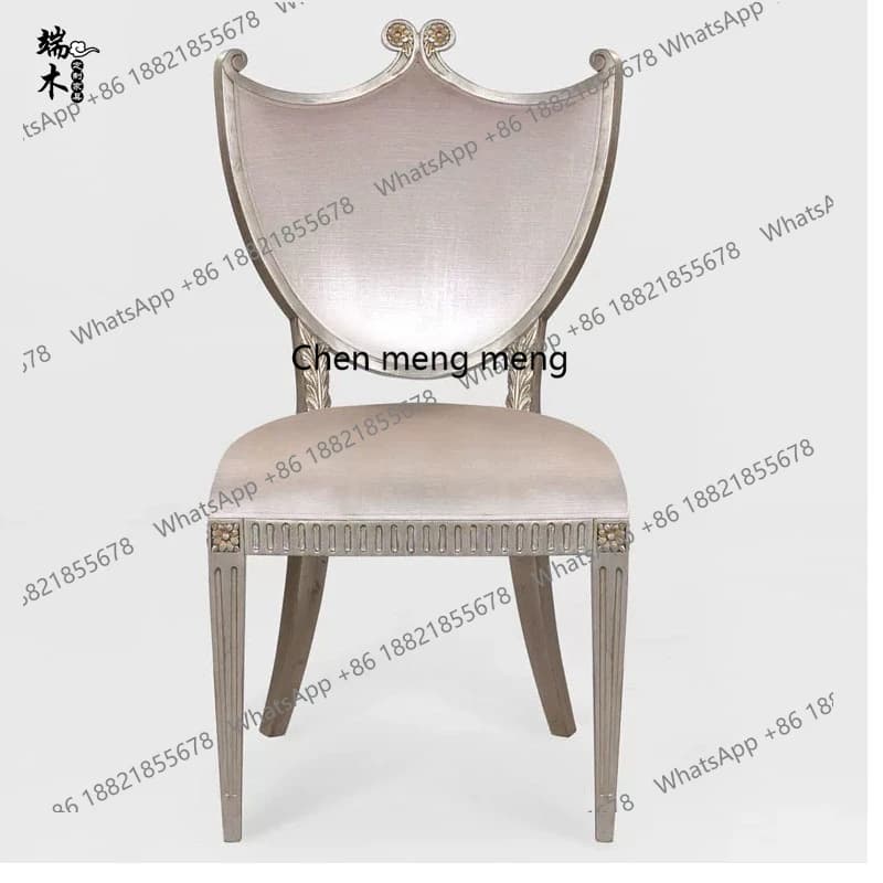 French Solid Wood Dining Chair Living Room Velvet Carved Office Bedroom Dressing Leisure Chair Sofa