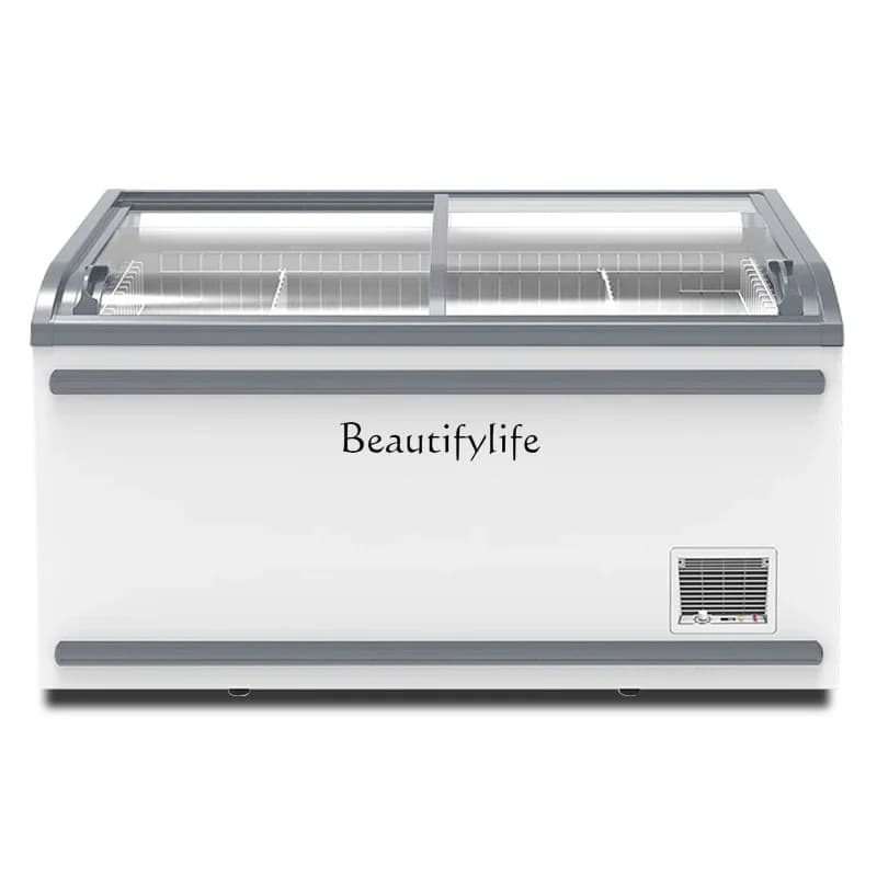05-Supermarket display cabinet Commercial frozen horizontal large-capacity seafood refrigerated and frozen freezer