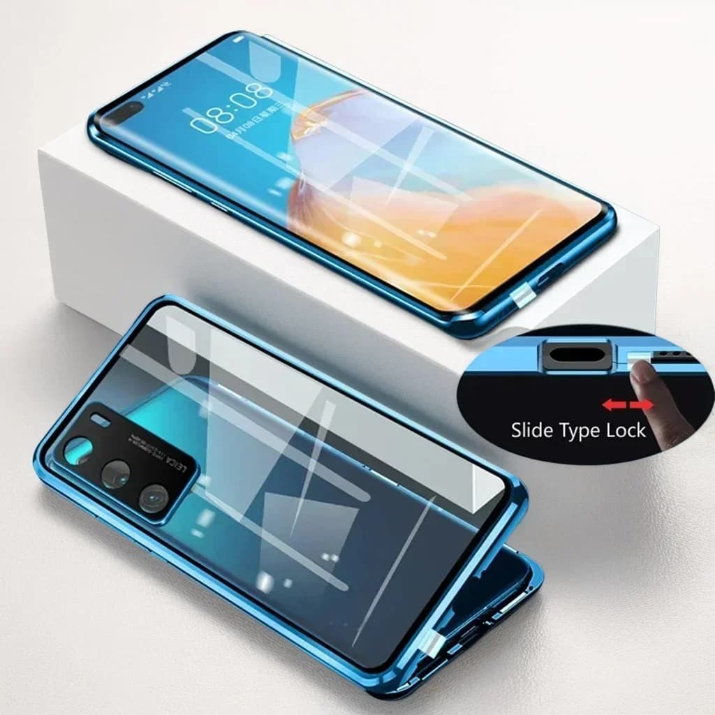 Metal Magnetic Double-sided Glass with Snap Lock Phone Case for Poco X6 X7 X8 Pro Max Lens Protect Shockproof Cover Cases