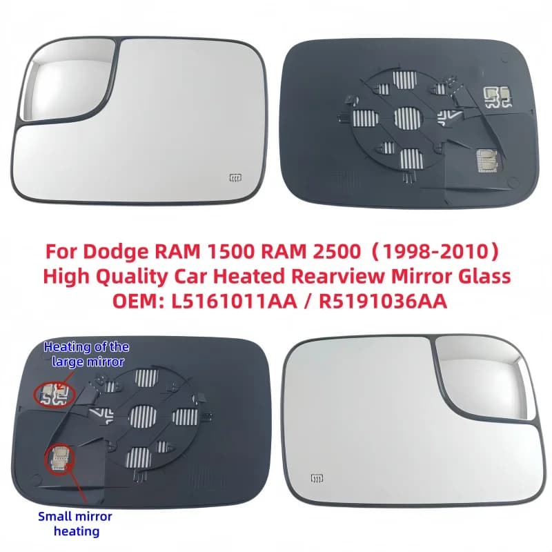 For Dodge RAM 1500 RAM 2500（1998 1999 2000-2010）High Quality Car Heated Rearview Mirror Glass OEM: L5161011AA / R5191036AA
