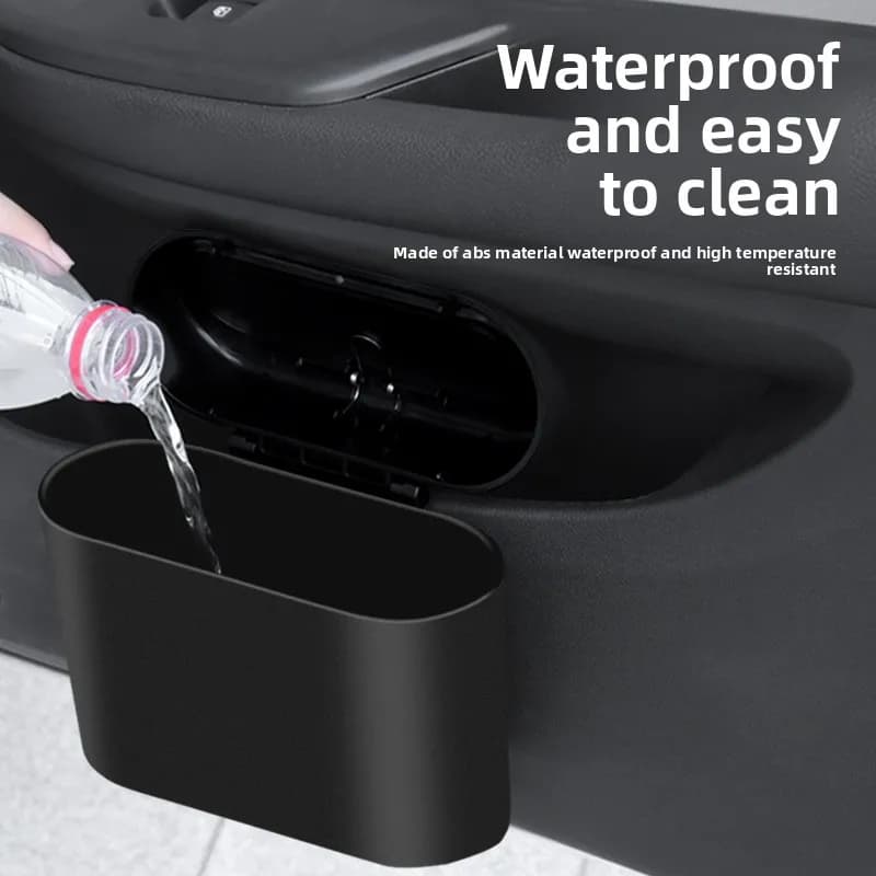 For Honda Vezel RU Fit/Jazz GK 2014~2020 Car Trash Bin Black Plastic Square Pressing Case With Lid Hanging Trash Can Accessories