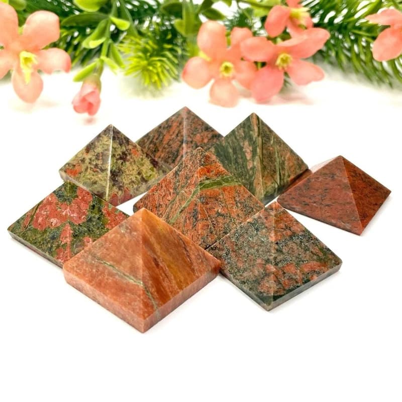 Natural Unakite Pyramid Premium Decorative Stone, Ideal for Improving Home Aesthetics A Great Present Bohe Style Crystal Crafts