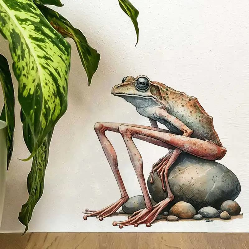 Weird Frog Rock Wall Stickers Decals - Bathroom Toilet Living Room Cabinet Refrigerator Home Decorative Frogs AA46