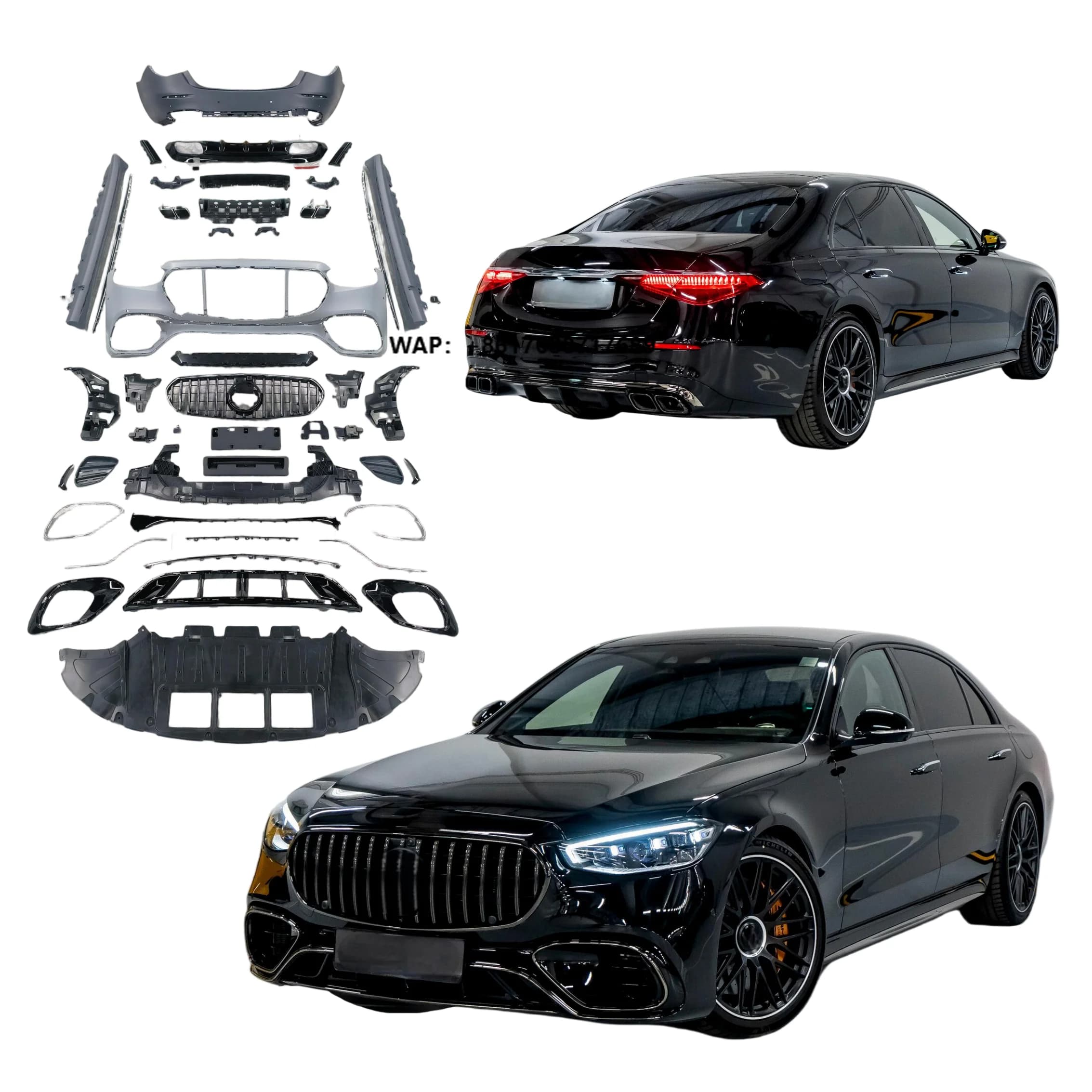 Easy Installation Bodykit for -Benz S Class W223 2020+ Upgrade to S63 Style New Auto Part with Bumpers Side Skirts