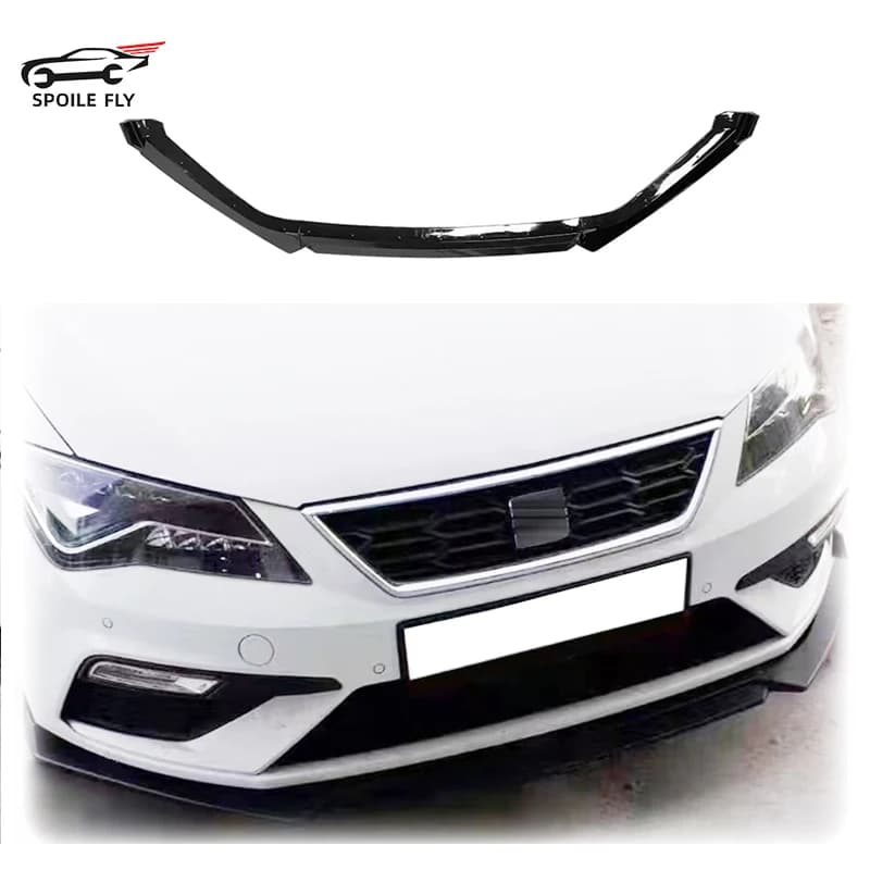For Seat Leon MK3 5F TDI TSI ST SC 2012-2020 High Quality ABS 3Pcs Spoiler Front Bumper Lip Glossy Black Or Carbon Fiber Look