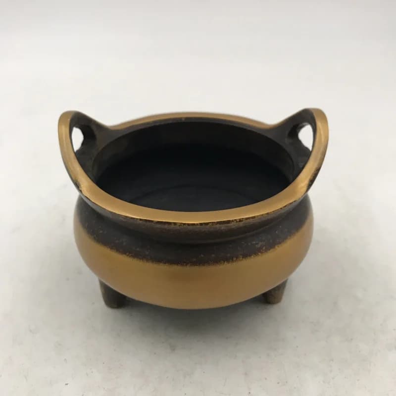 Antique Collection Three-Legged Punch Ear Copper Large Incense Burner Xuande Burner Tea Ceremony Sandalwood Home Worship Incense