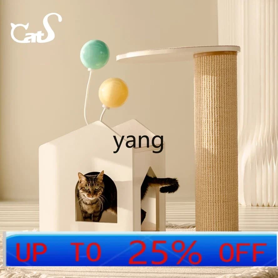 LH integrated cat scratching column cat house does not occupy a double-layer solid wood sisal cat rack