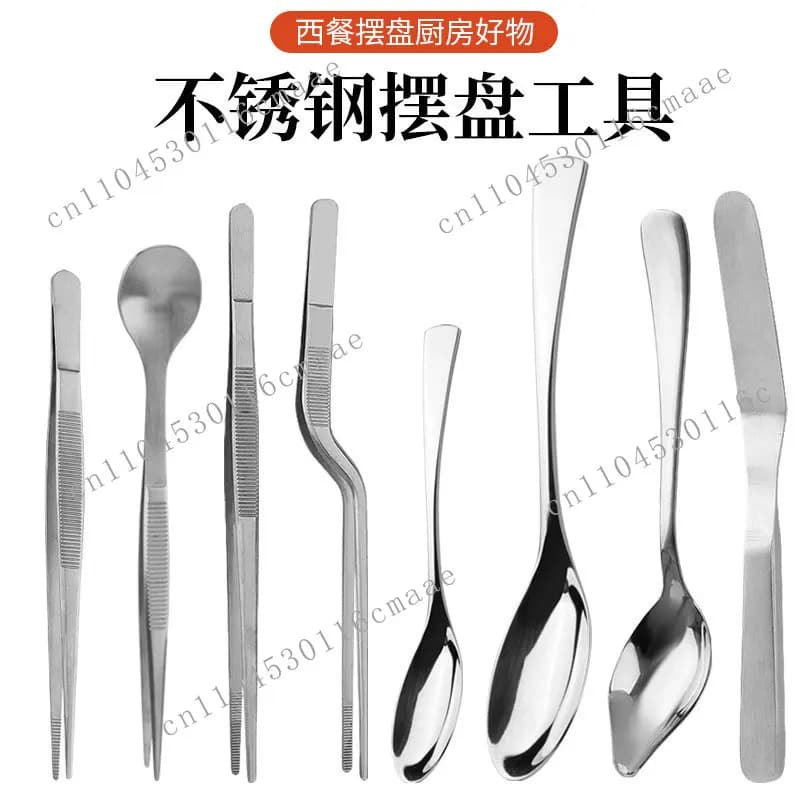 Platter tongs, 8-piece stainless steel  sauce painting spoon, platter tweezers, transfer spatula, flavor spatula, serving spoon