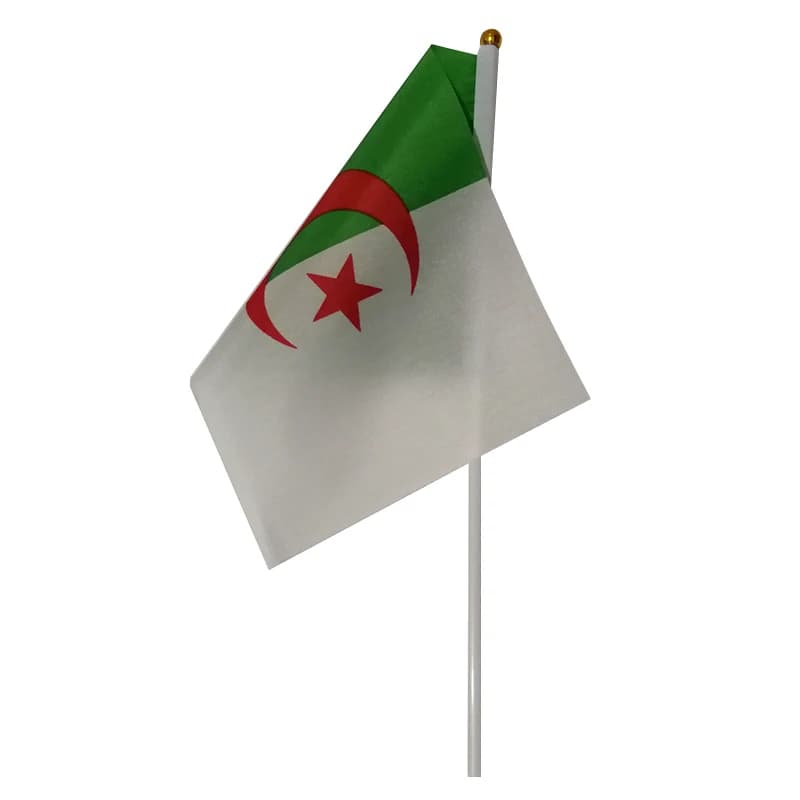 Xvggdg 50pcs 14 * 21cm Algeria Hand Flag Promotion Wholesale Small Algeri Hand Waving National Flag