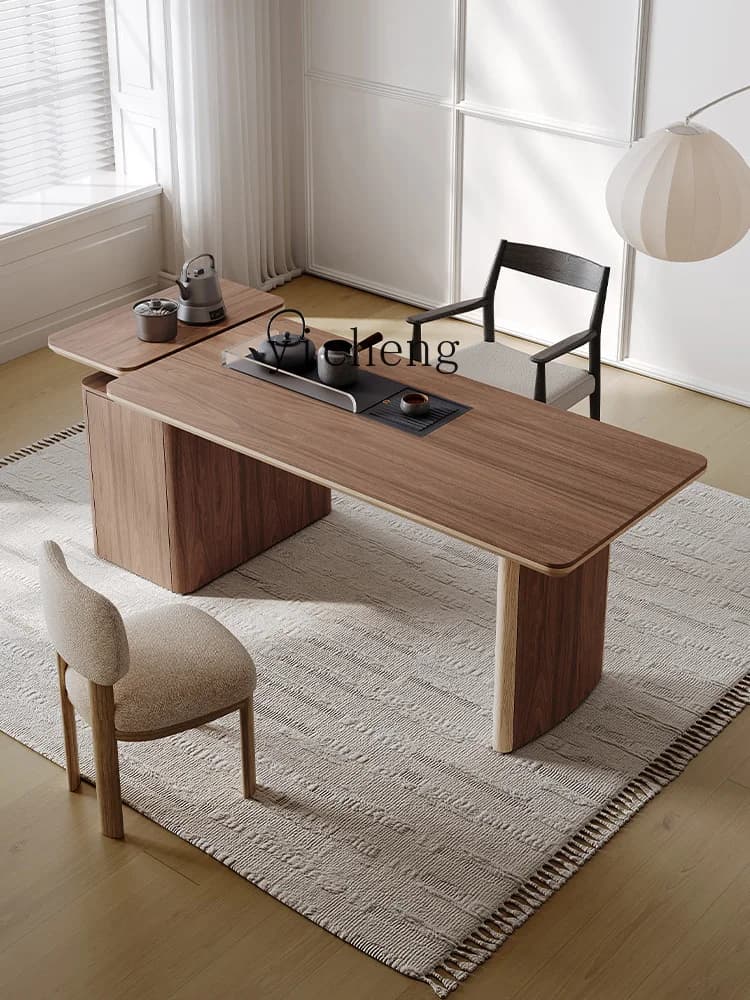 YFY  office tea table Chinese ancient style tea reception simple modern with side extension multi-functional tea table