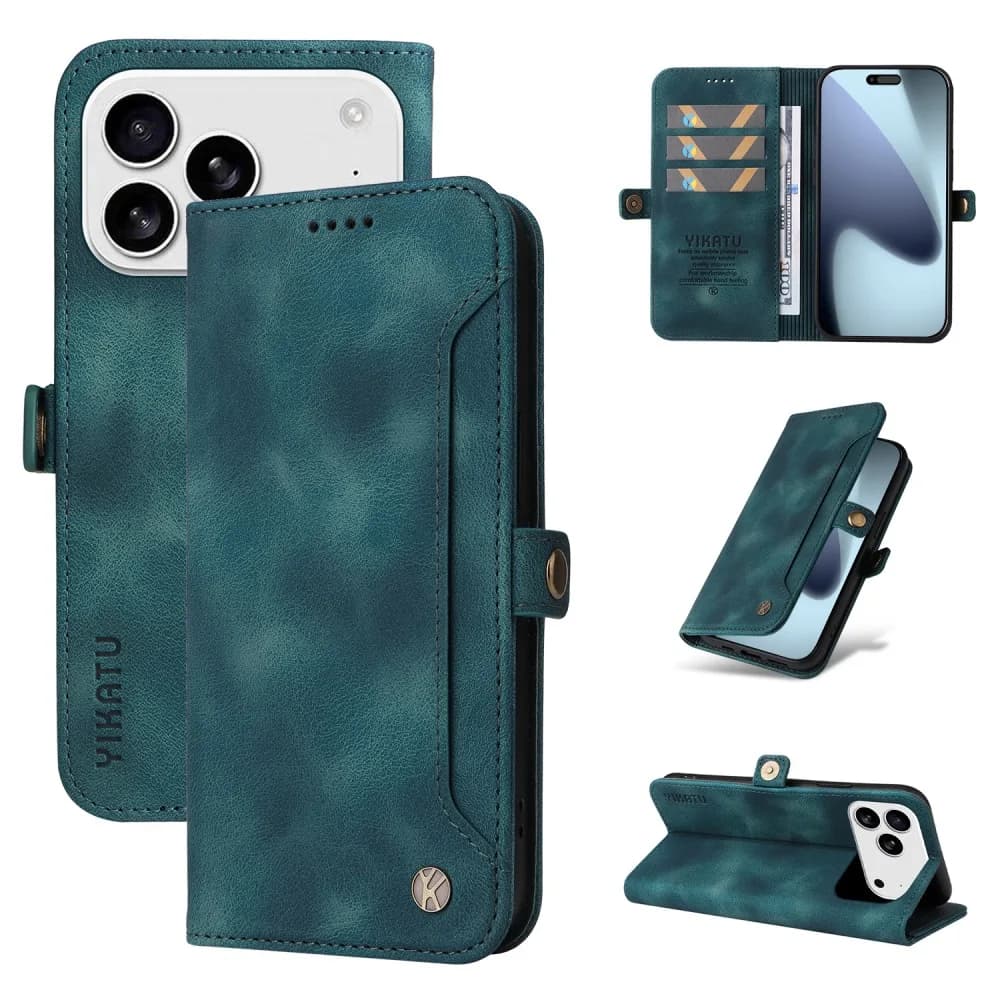 Magnetic Flip Phone Cover for iPhone Air 17 16 15 14 13 12 11 Pro Max 7 8 Plus XS Max XR with Built-in Wallet Card Case Holder