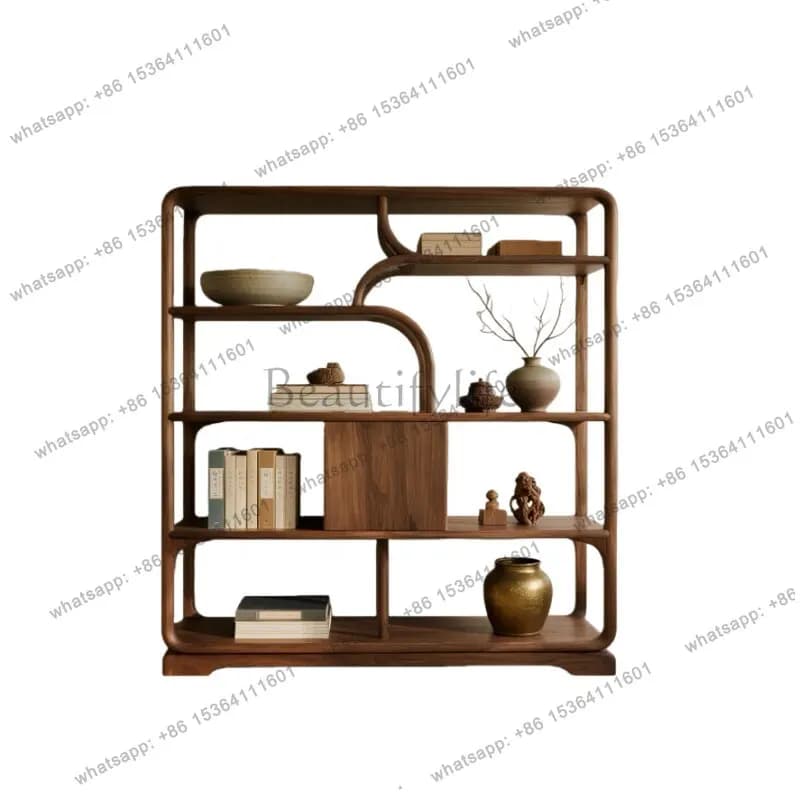 8New Chinese black walnut bogu frame solid wood Duobao Pavilion study storage rack display cabinet